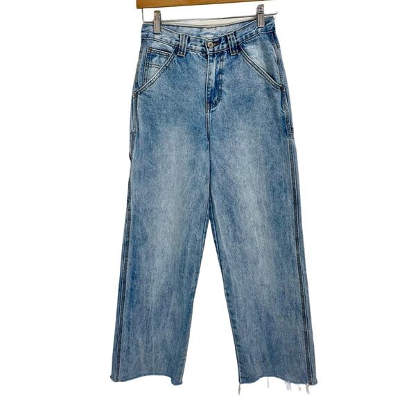 John Galt High Waisted Carpenter Jean Crop Raw Hem 27" Waist - Picture 2 of 12